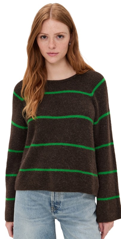 American Vintage Vitow Sweater Café Chine Rayures Trefle