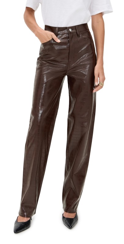 Pistola Denim Cassie Faux Leather Pants Tobacco Croc