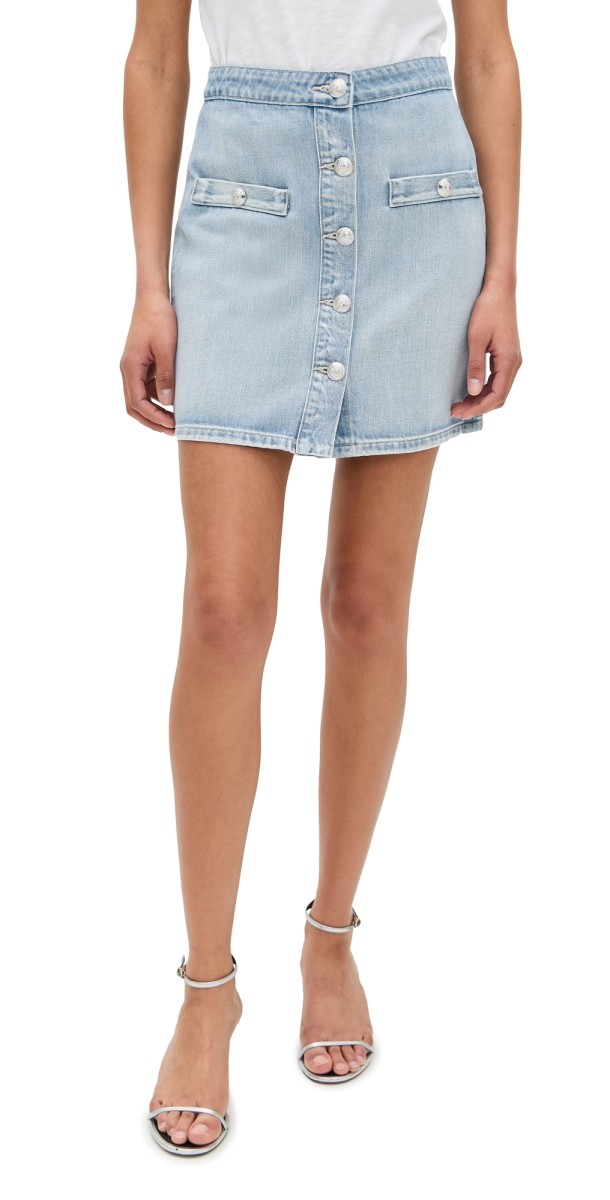 L'AGENCE Kris Button Front Mini Skirt Fontana