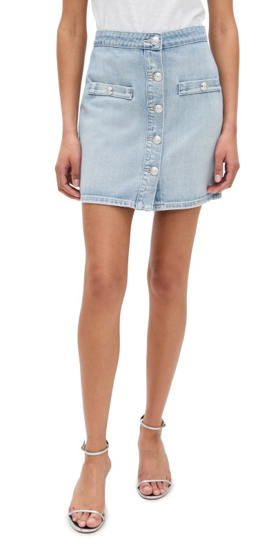 L'AGENCE Kris Button Front Mini Skirt Fontana