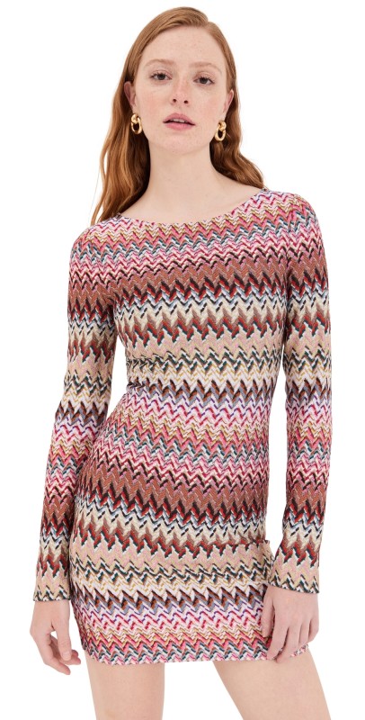 Missoni Mini Dress with Zigzag Pattern Multicolor