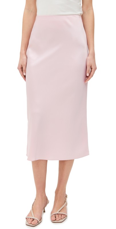 alice + olivia Maeve Mid-Length Slip Skirt Shell Pink