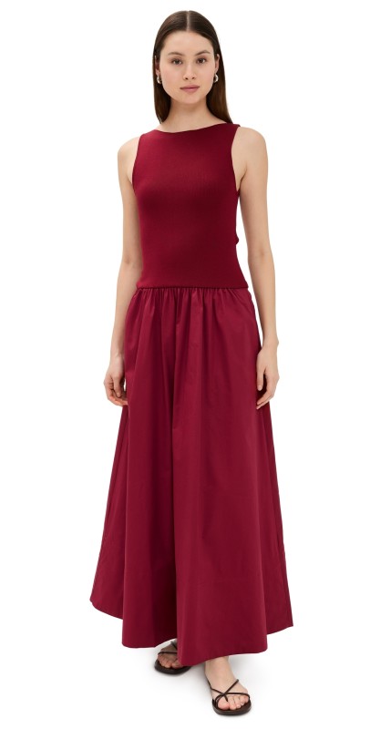 St. Agni Bateau Cut Out Dress Berry
