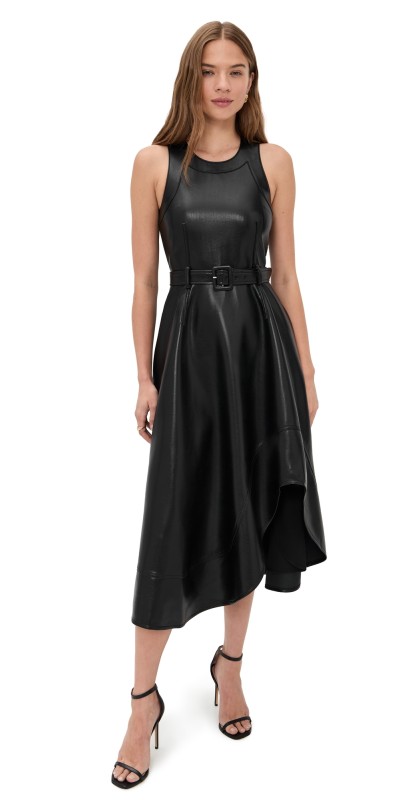Cinq à Sept Vegan Leather Zelda Dress Black
