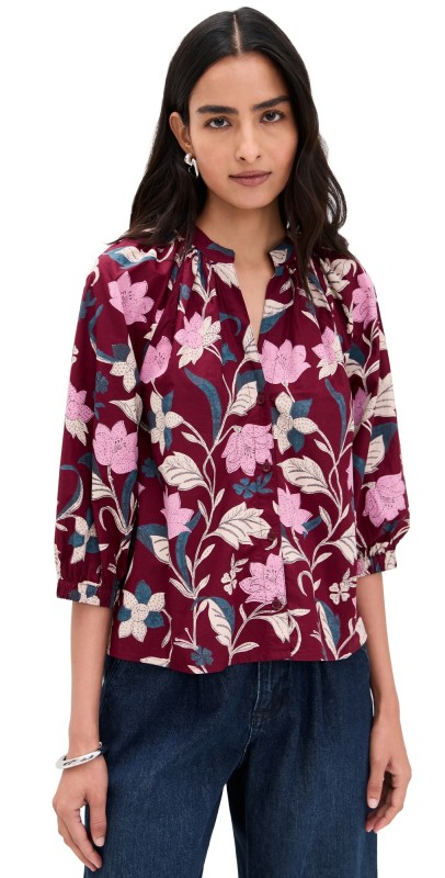 Apiece Apart Messina Top Essa Floral Merlot