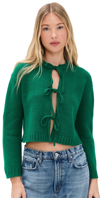 The Tiny Big Sister Tie Detail Cardigan Green