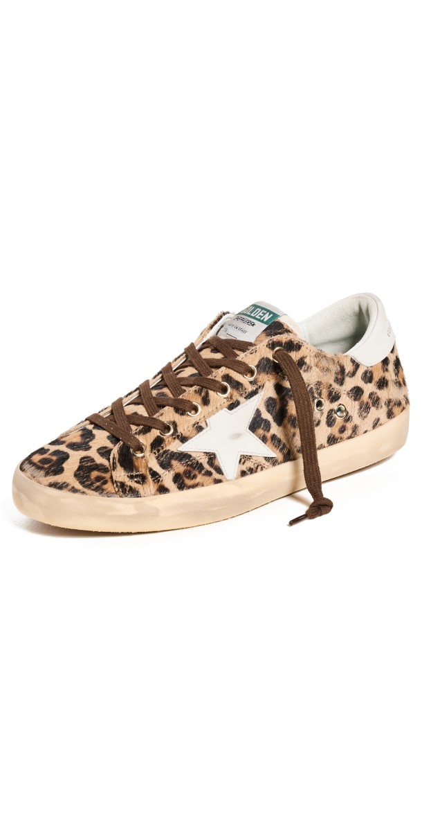 Golden Goose Super Star Horsy Leo Upper Leather Star Sneakers Beige Brown Black Leo/Milk
