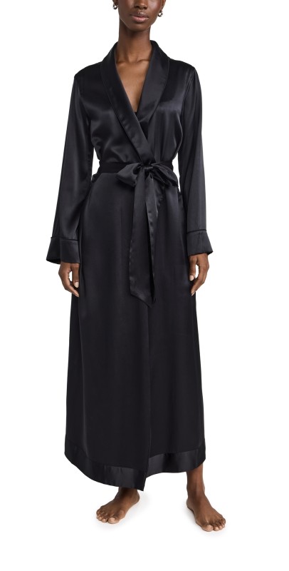Kiki De Montparnasse Kiki Silk Lounge Long Robe Black