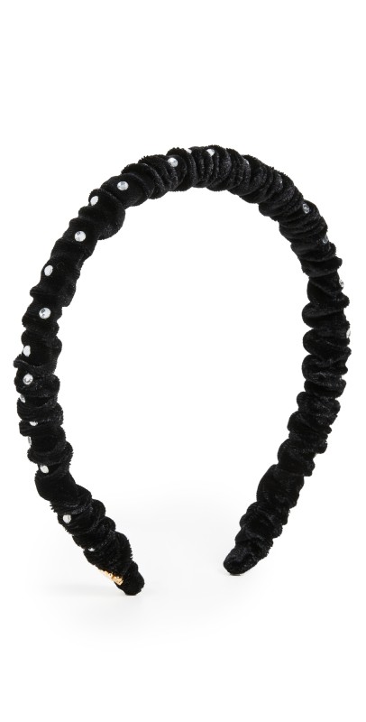 Lele Sadoughi Jessie Crystal Embellished Velvet Headband Jet