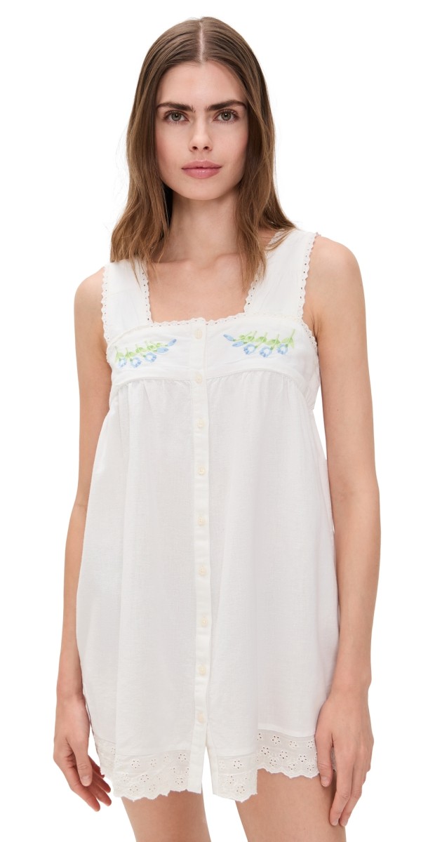 Damson Madder Elspeth Embroidered Nightdress White