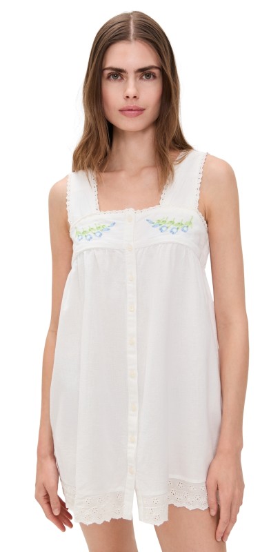 Damson Madder Elspeth Embroidered Nightdress White
