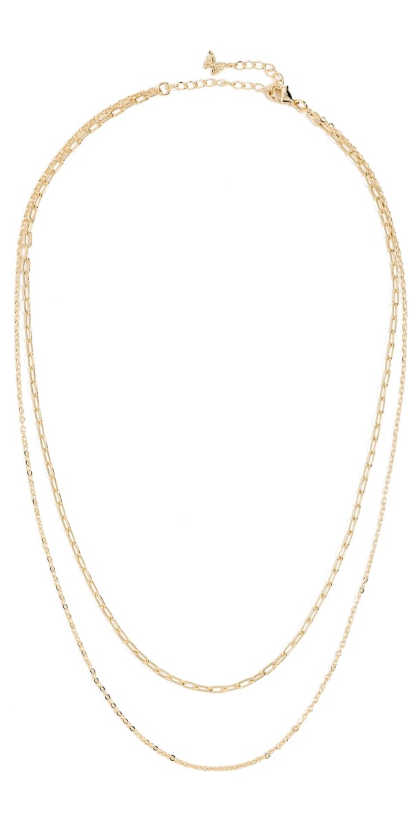 By Adina Eden Two In One Graduated Paperclip Necklace Gold