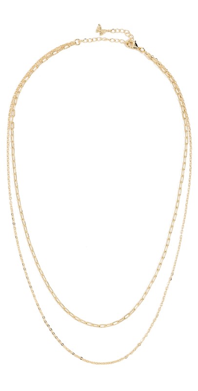 By Adina Eden Two In One Graduated Paperclip Necklace Gold