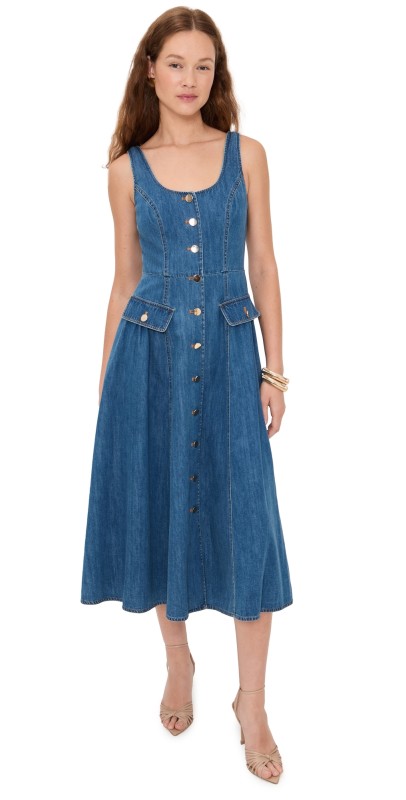 Shoshanna Belle Dress Washed Denim