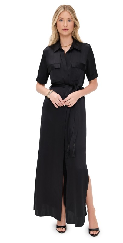 L'AGENCE Klement Dress with Tassel Belt Black