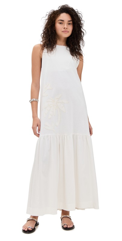 Dress To Dress with Embroidered Appliques OffWhite