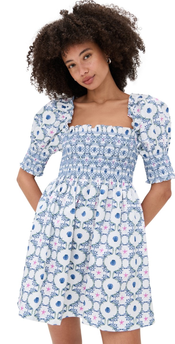 Hill House Home The Lila Nap Dress Cisco Trellis/White Multi