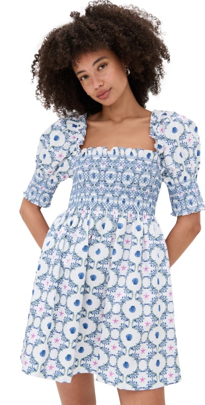 Hill House Home The Lila Nap Dress Cisco Trellis/White Multi