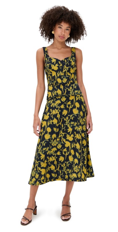Ulla Johnson Vivi Sweetheart Neckline Midi Dress Verdite