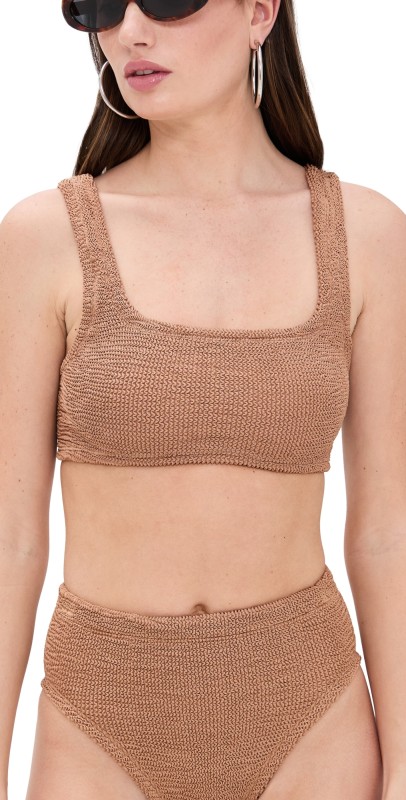 Hunza G Xandra Bikini Top Metallic Cocoa