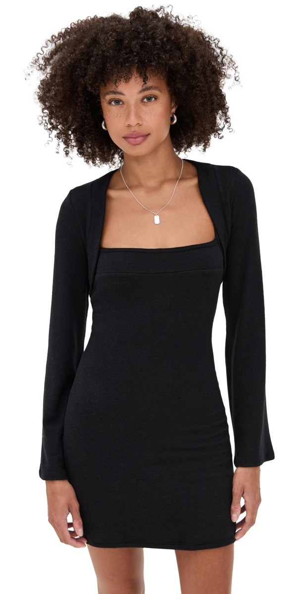 Reformation Chloe Knit Shrug Dress Set Black