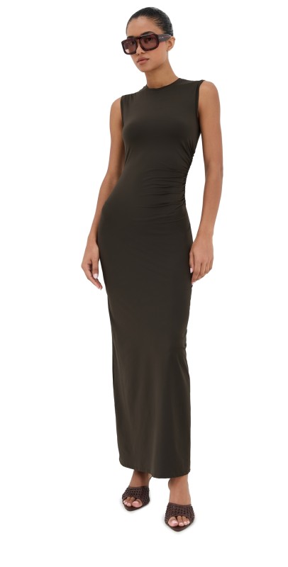Stella McCartney Fluid Jersey Long Dress Dark Khaki
