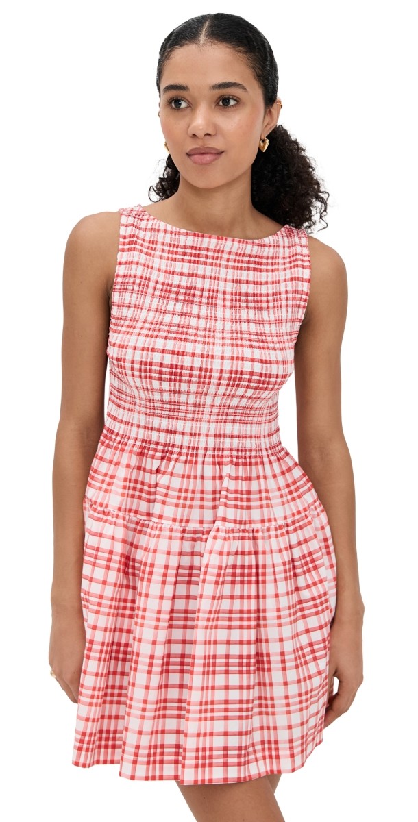 Hill House Home The Cosima Mini Nap Dress Watercolor Gingham/Cherry