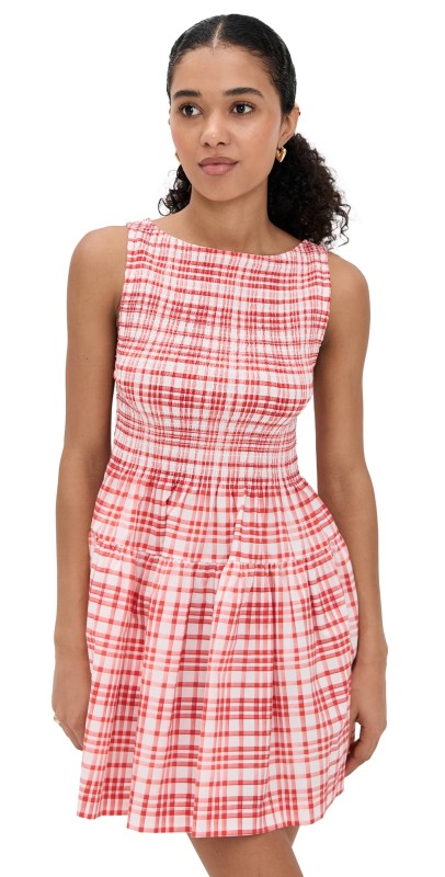 Hill House Home The Cosima Mini Nap Dress Watercolor Gingham/Cherry