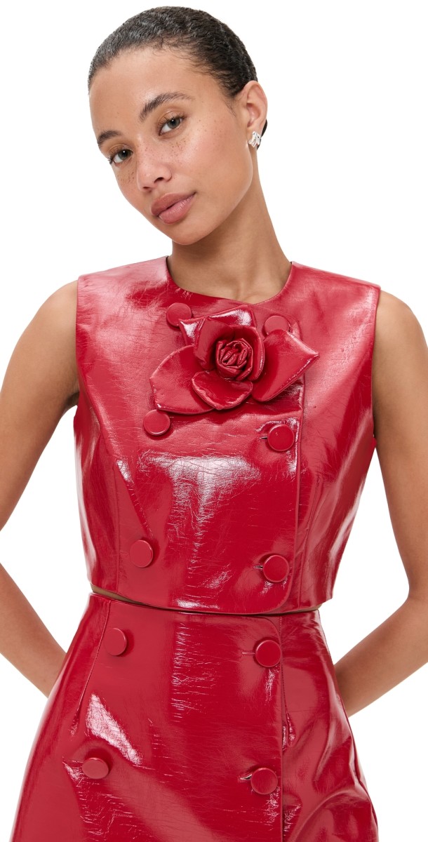 AKNVAS Edie Vegan Leather Top Red
