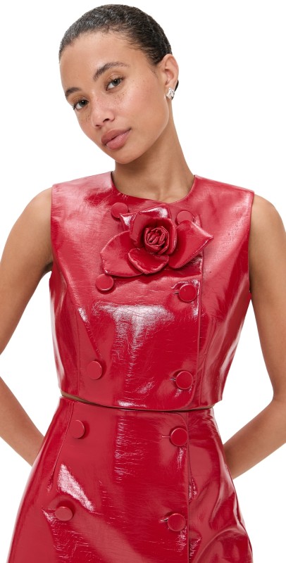 AKNVAS Edie Vegan Leather Top Red