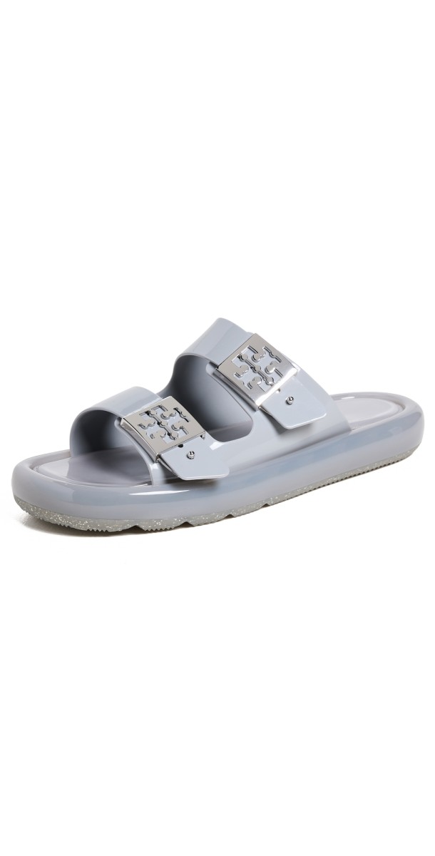 Tory Burch Buckle Bubble Jelly Sandals Light Grey/Silver