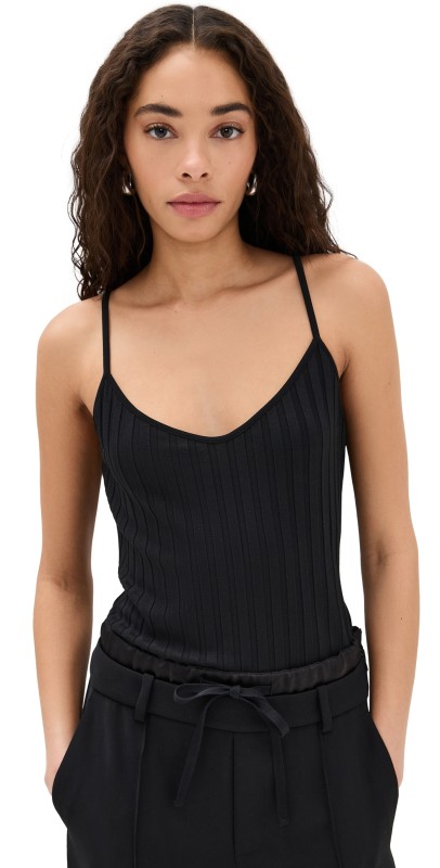 Vince Rib V Neck Cami Black