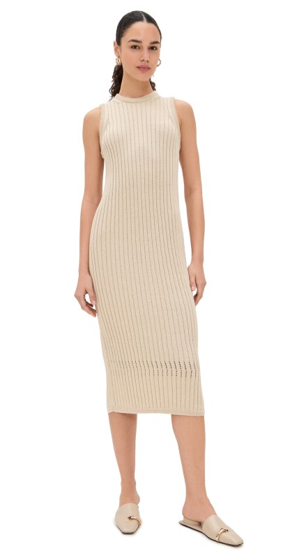 Proenza Schouler White Label Leighton Knit Dress in Dry Rib Light Wheat