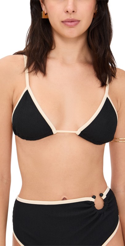 Johanna Ortiz Playa Del Rio Bikini Top Black/Ecru
