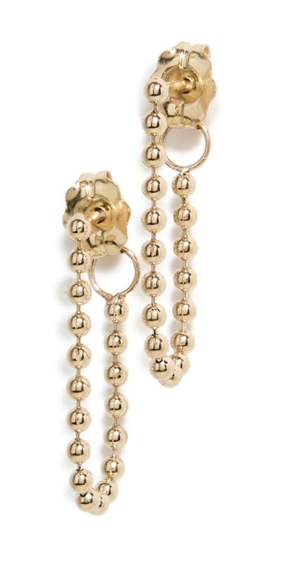 Zoe Chicco 14k Gold 1.5mm Bead Chain Back Earrings 14k Yellow Gold
