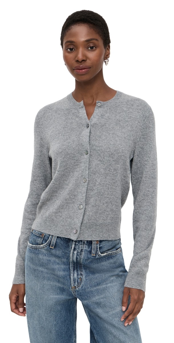 Theory Cashmere Crew Neck Long Sleeve Cardigan Husky