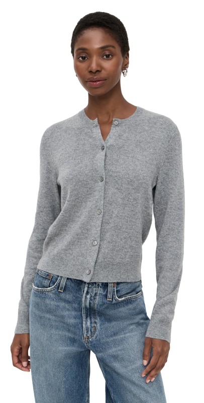 Theory Cashmere Crew Neck Long Sleeve Cardigan Husky