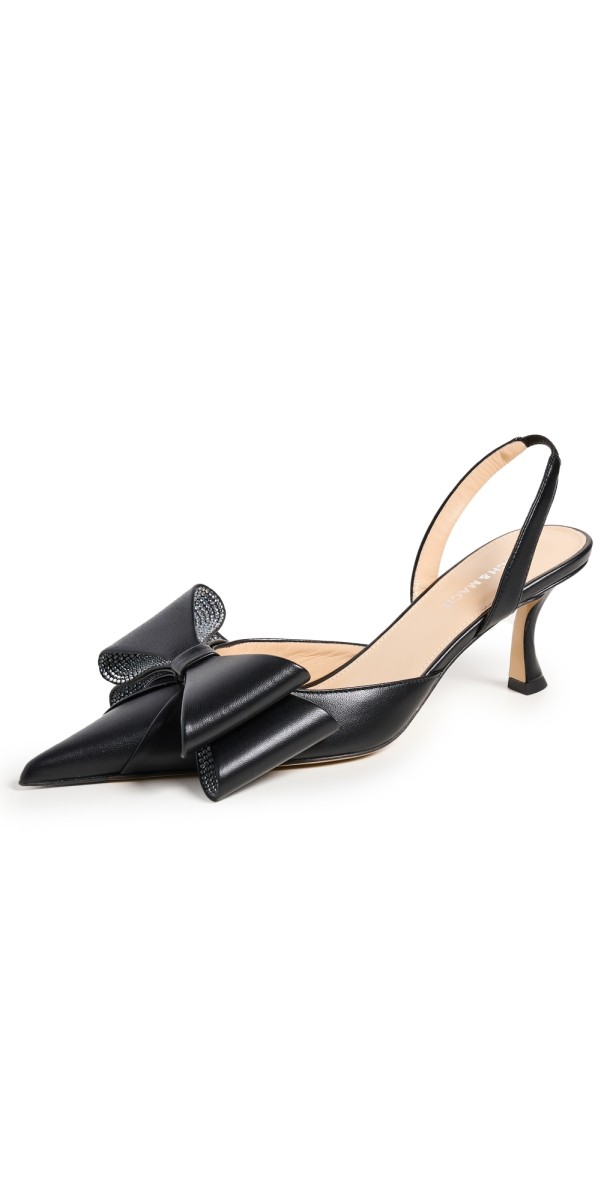 MACH & MACH Le Cadeau Black Leather Slingbacks Black