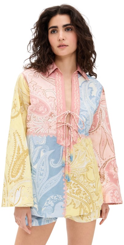 Hemant and Nandita Drop Shoulder Collared Tunic Multi Color
