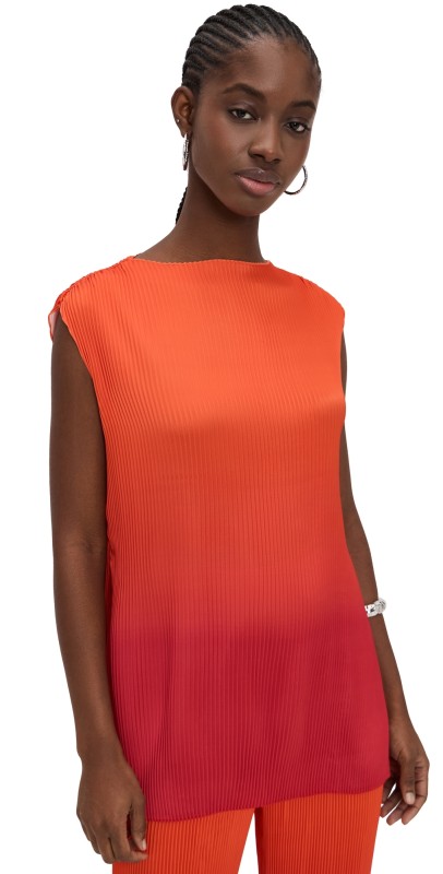 Andrea Iyamah Atti Pleated Top Adwa Red Print