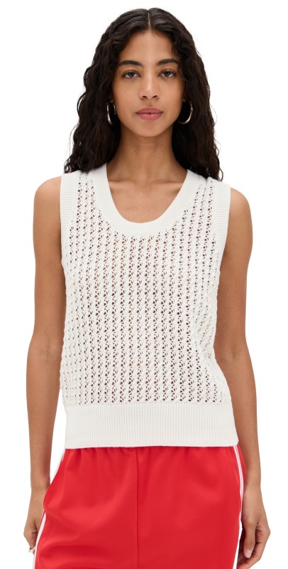 Varley Ferns Open Knit Tank Snow White