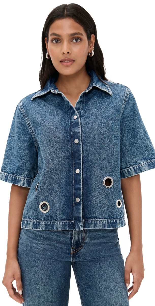 Closed Short Sleeve Denim Shirt Mid Blue