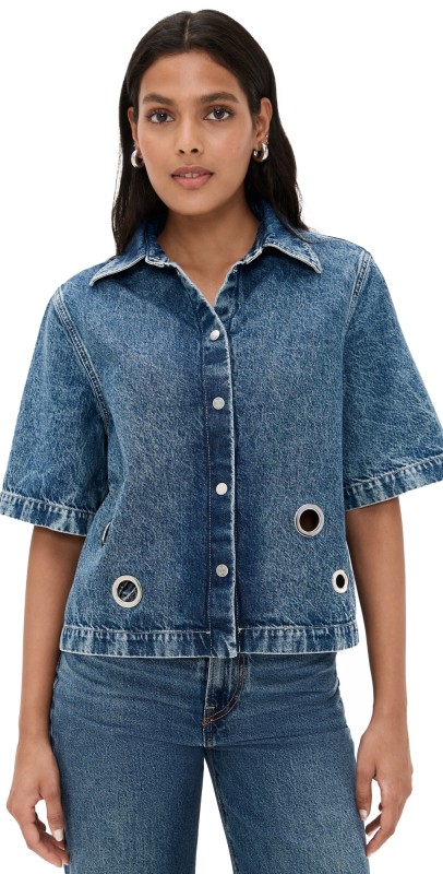 Closed Short Sleeve Denim Shirt Mid Blue