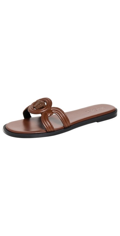 Versace Calf Leather Mules Rust
