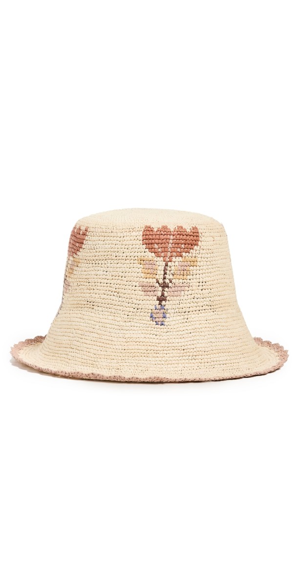 Freya Fleur Straw Hat Natural/Berry Multi
