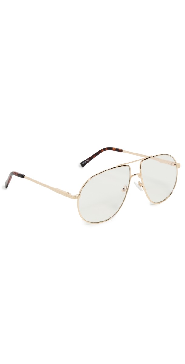 Le Specs Schmaltzy Blue Light Glasses Gold