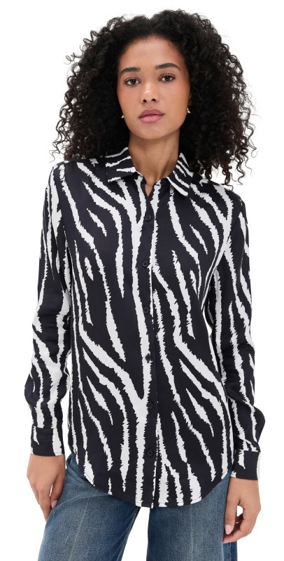BruceGlen Zebra Button Up Blouse Zebra