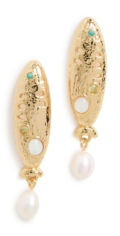 Lizzie Fortunato Sardina Pearl Earrings Gold