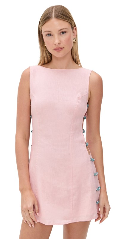 VRG GRL Tia Linen Mini Dress Blush