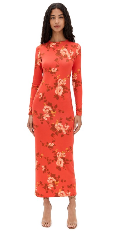 Reformation Tommie Knit Dress Coral Bloom